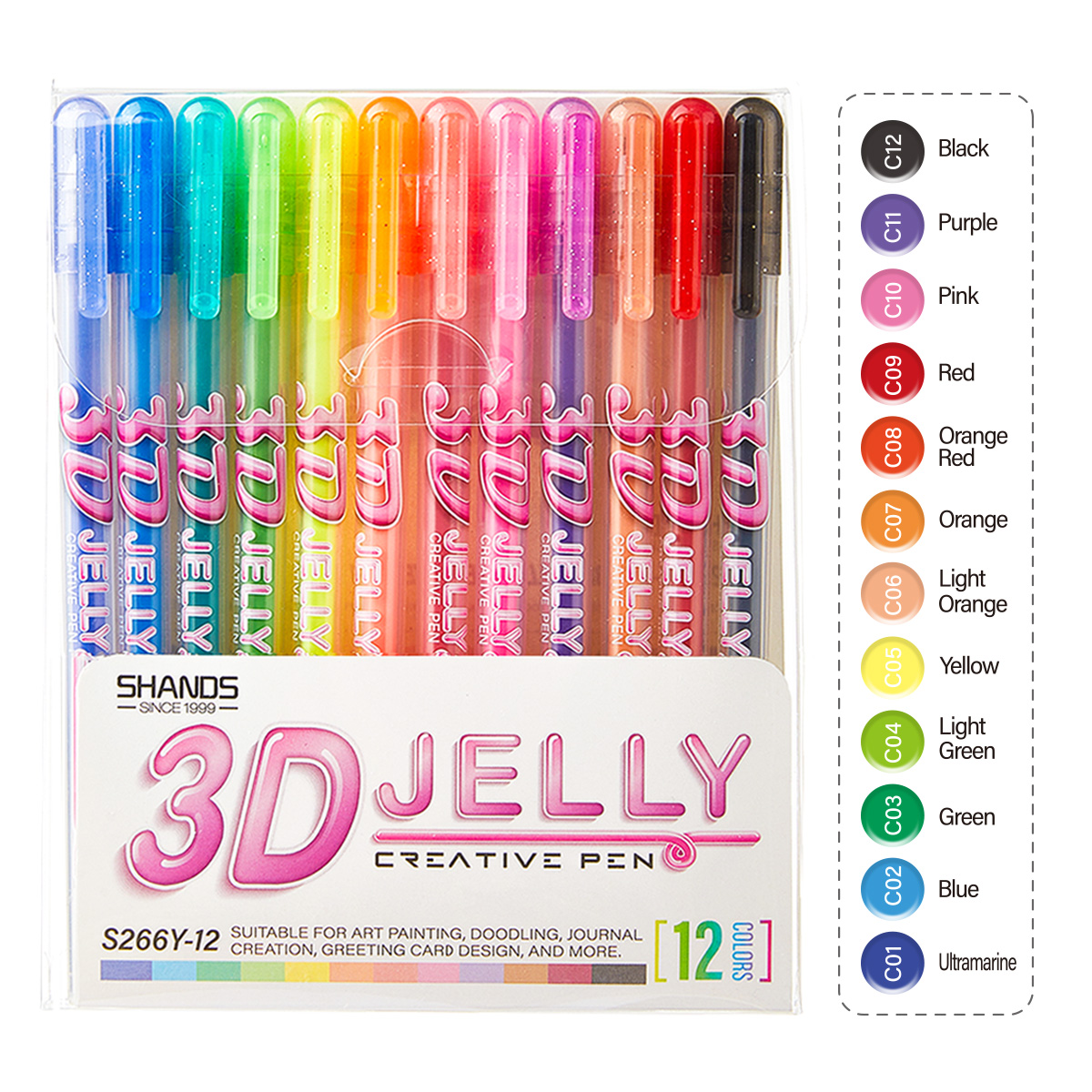 Gel Ink Pen Set - SHANDS 12PCS 3D Jelly Gel Pens
