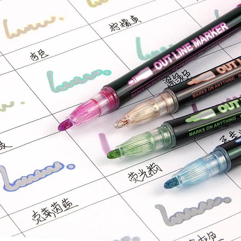 36 Color Double Line Outline A - Highlighter Set Pastel recension och pris