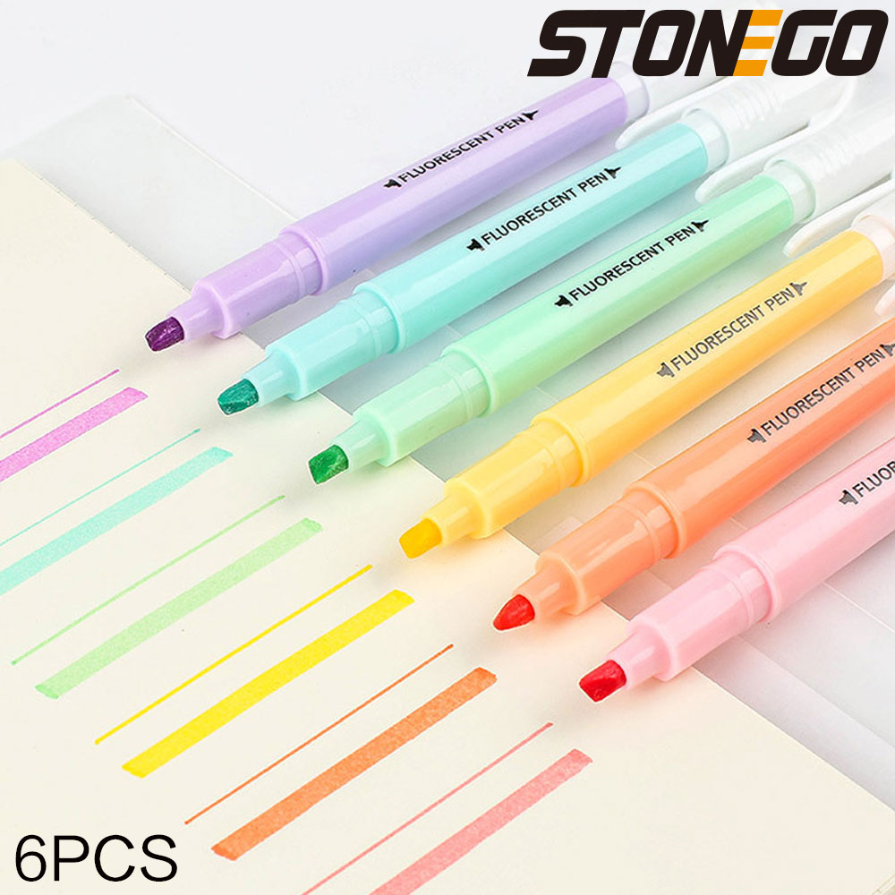 STONEGO 6PCS Dual Tip Highligh - Highlighter Set Pastel recension och pris