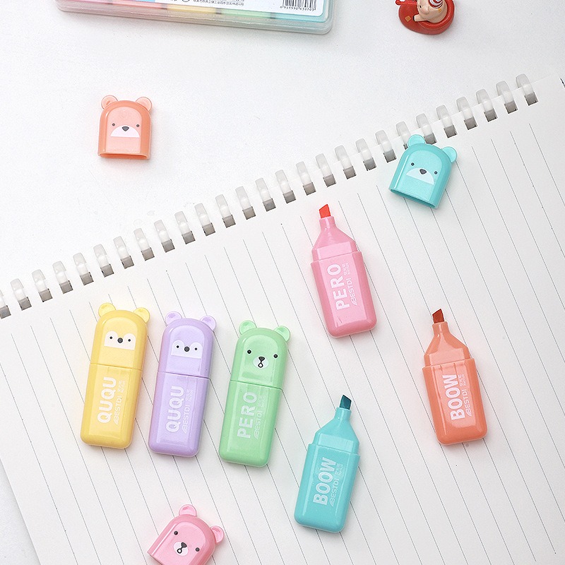 4/6/12 Pcs Kawaii Bear Highlig - Highlighter Set Pastel recension och pris