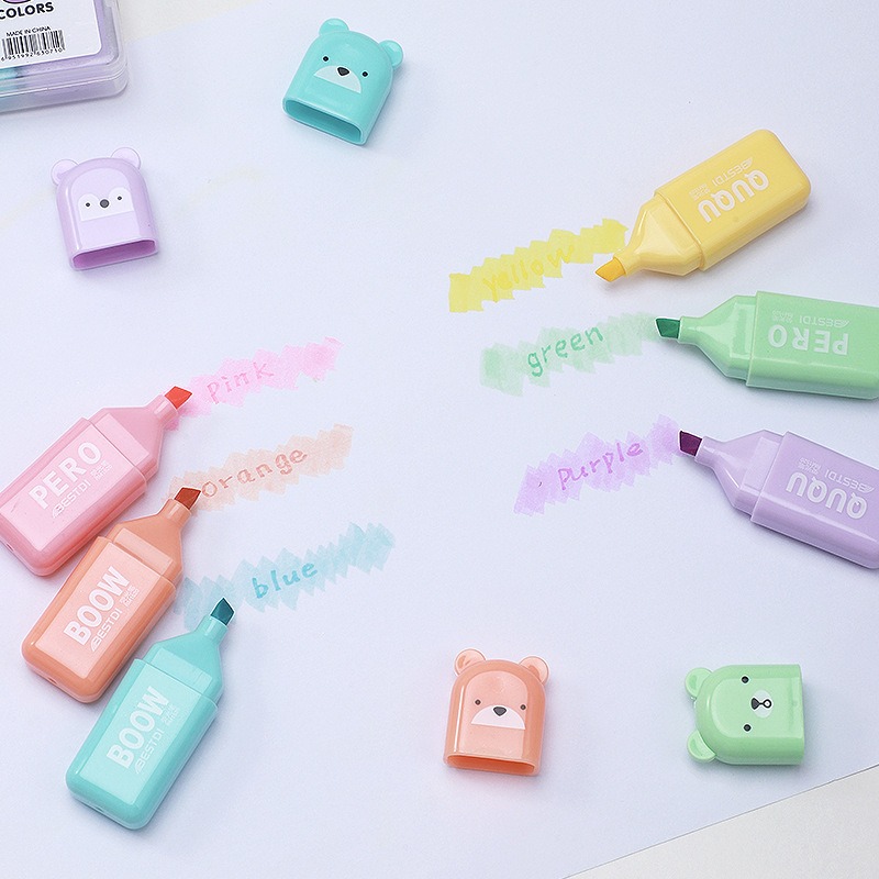 4/6/12 Pcs Kawaii Bear Highlig - Highlighter Set Pastel recension och pris