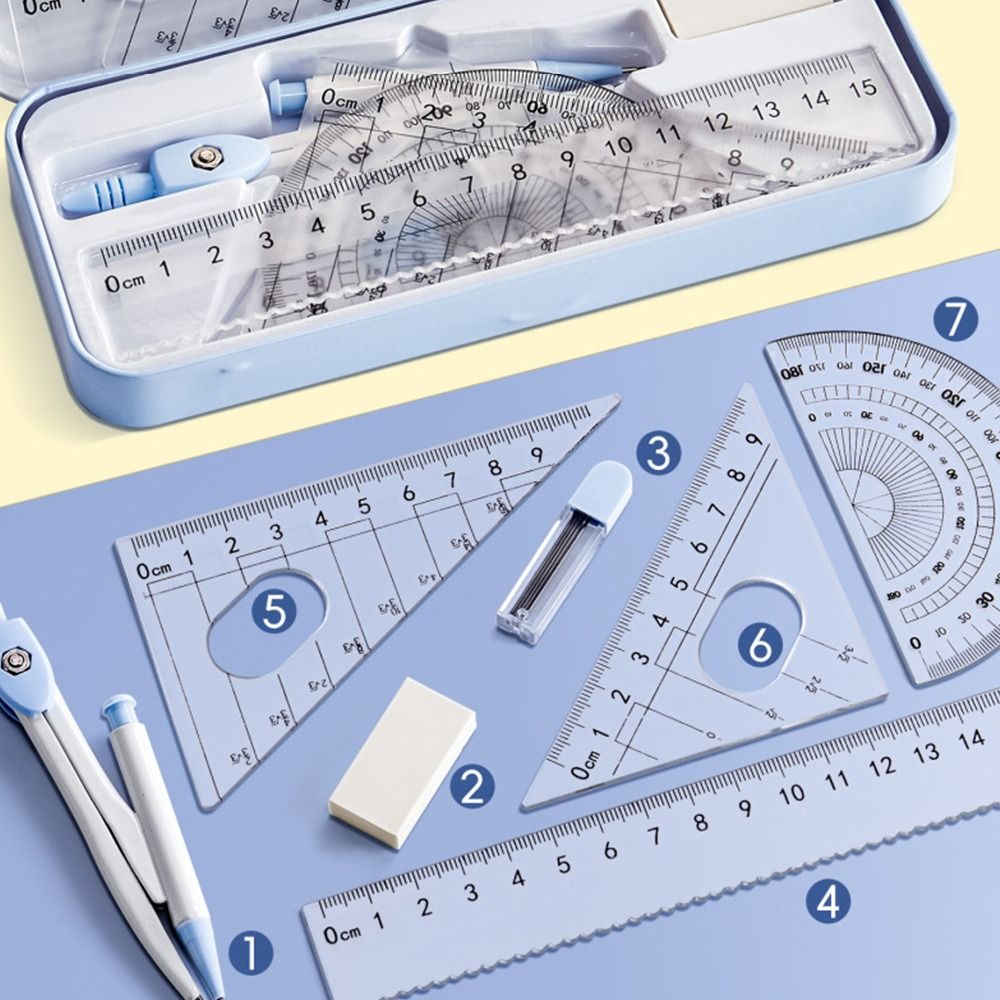 8PCS/Set Plastic Ruler Compass - Ruler Set Transparent recension och pris