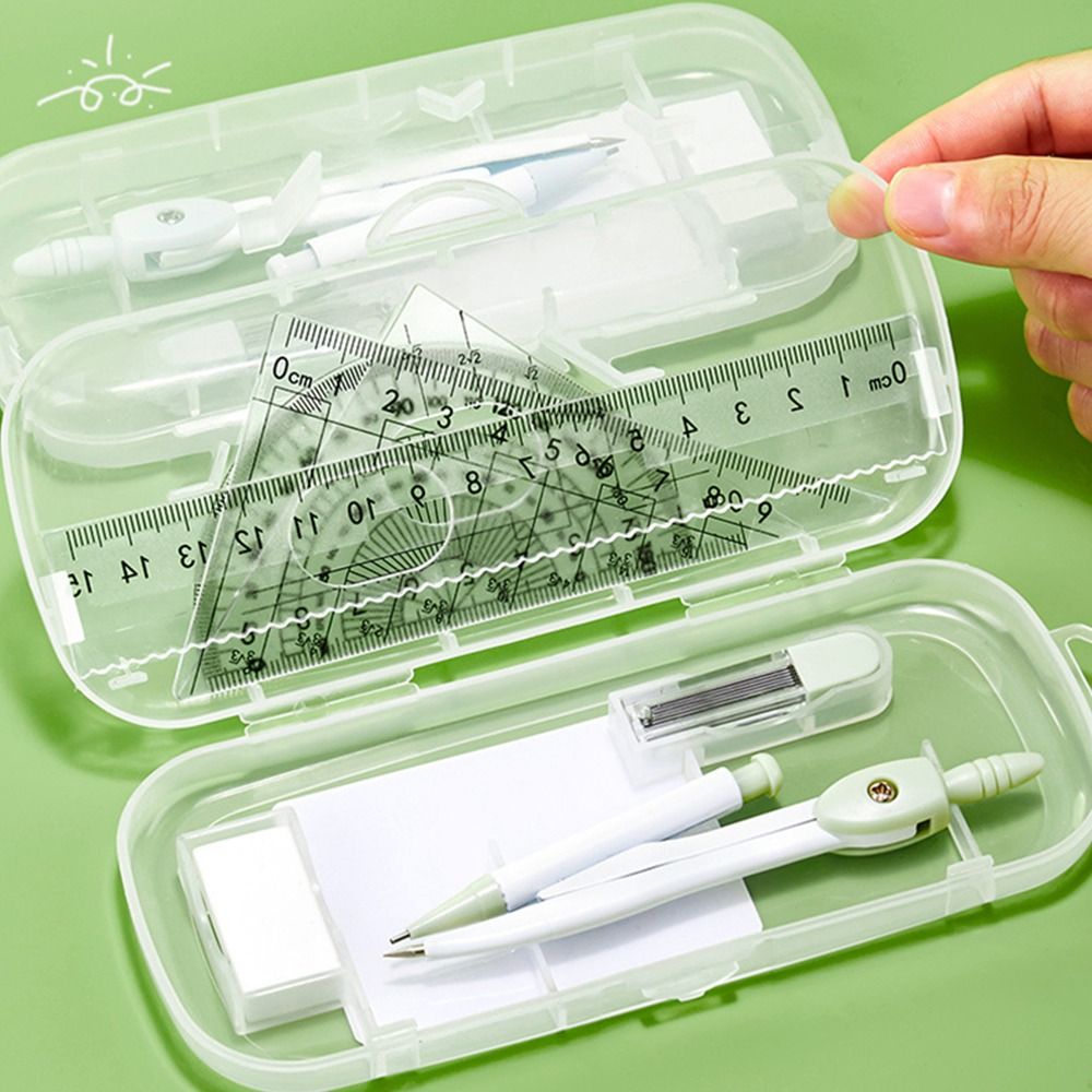 8PCS/Set Plastic Ruler Compass - Ruler Set Transparent recension och pris