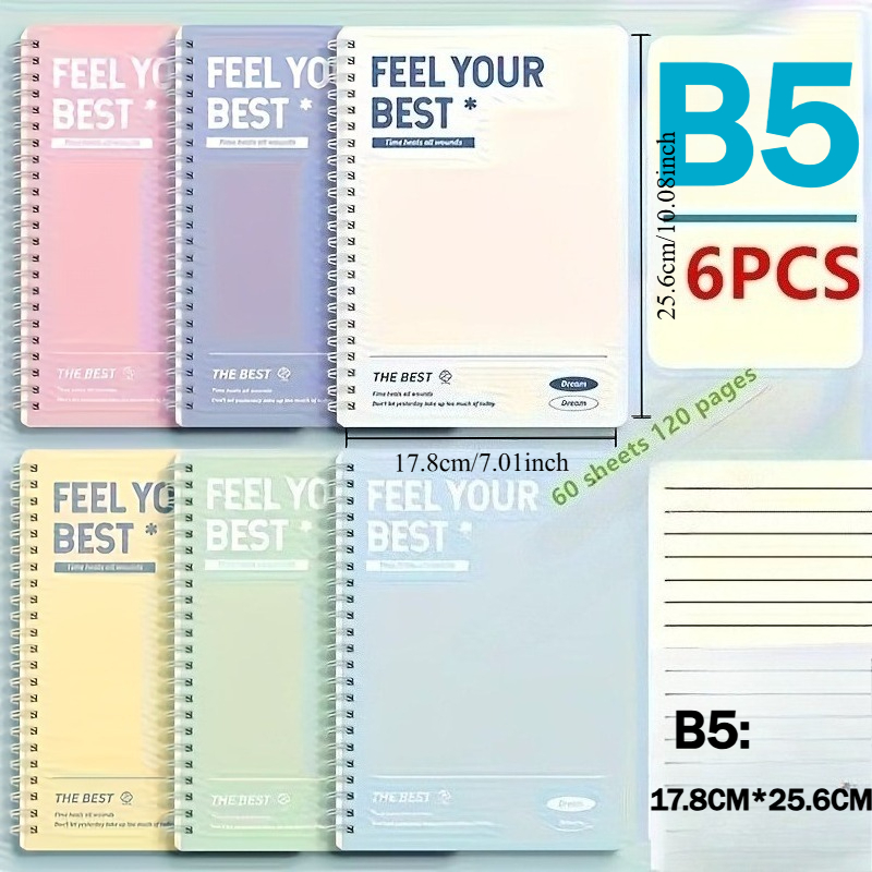 6pcs Spiral Notebook, Simple A - Graph Paper Pad recension och pris