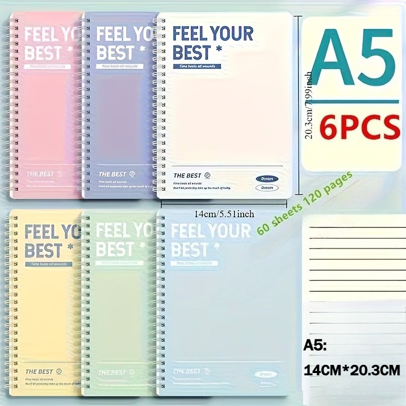 6pcs Spiral Notebook, Simple A - Graph Paper Pad recension och pris