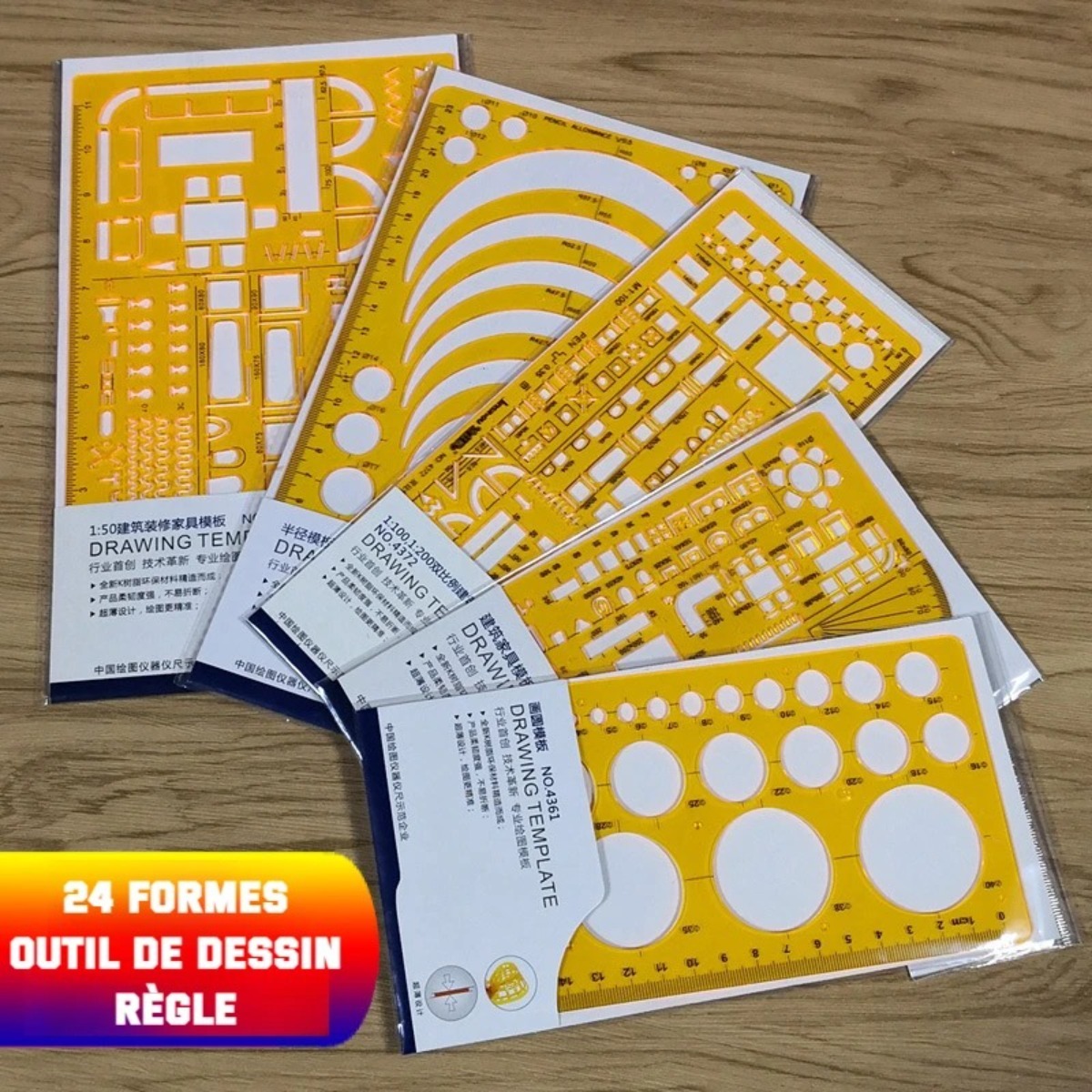 Geometric Drawing Template Set - Ruler Set Transparent recension och pris