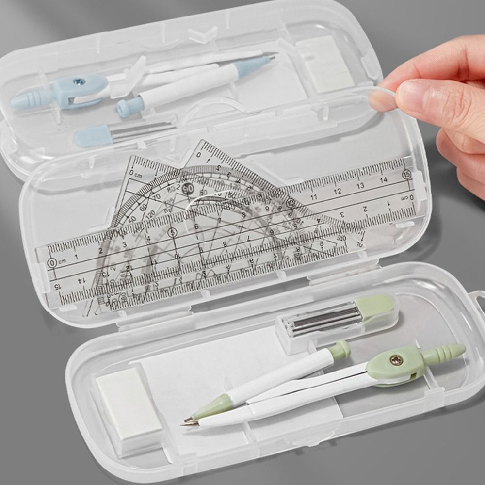 8PCS/Set Plastic Ruler Compass - Ruler Set Transparent recension och pris