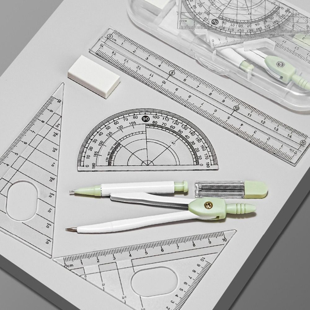 8PCS/Set Plastic Ruler Compass - Ruler Set Transparent recension och pris