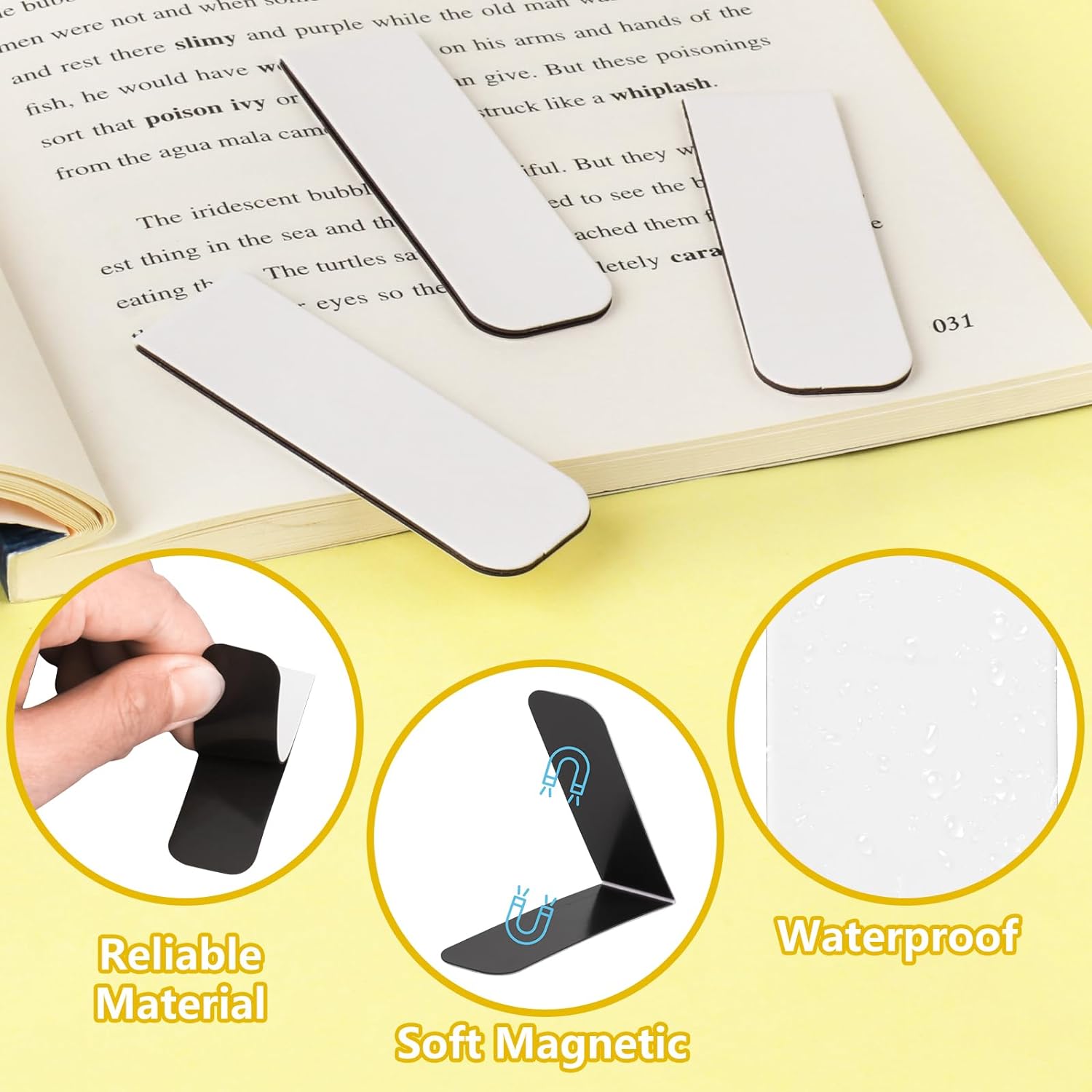 15PCS Blank Sublimation Magnet - Bookmark Magnetic Clip recension och pris