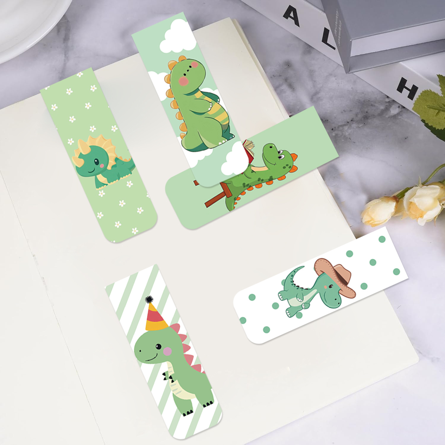 5Pcs/Set Cute Cartoon Dinosaur - Bookmark Magnetic Clip recension och pris